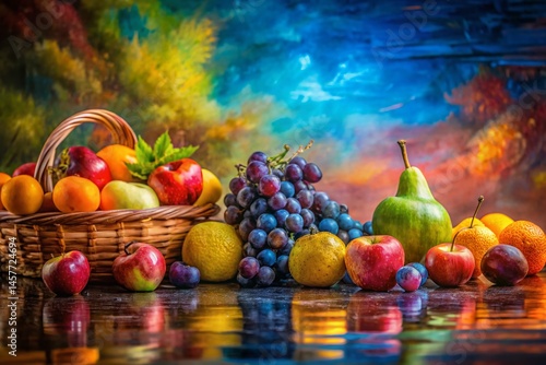 Impressionistic Fruit Still Life: Vibrant Colors & Soft Light, Architectural Food Photography Background