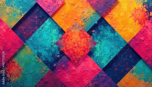 Abstract geometric shapes repeat in vibrant colors , wallpaper, lines