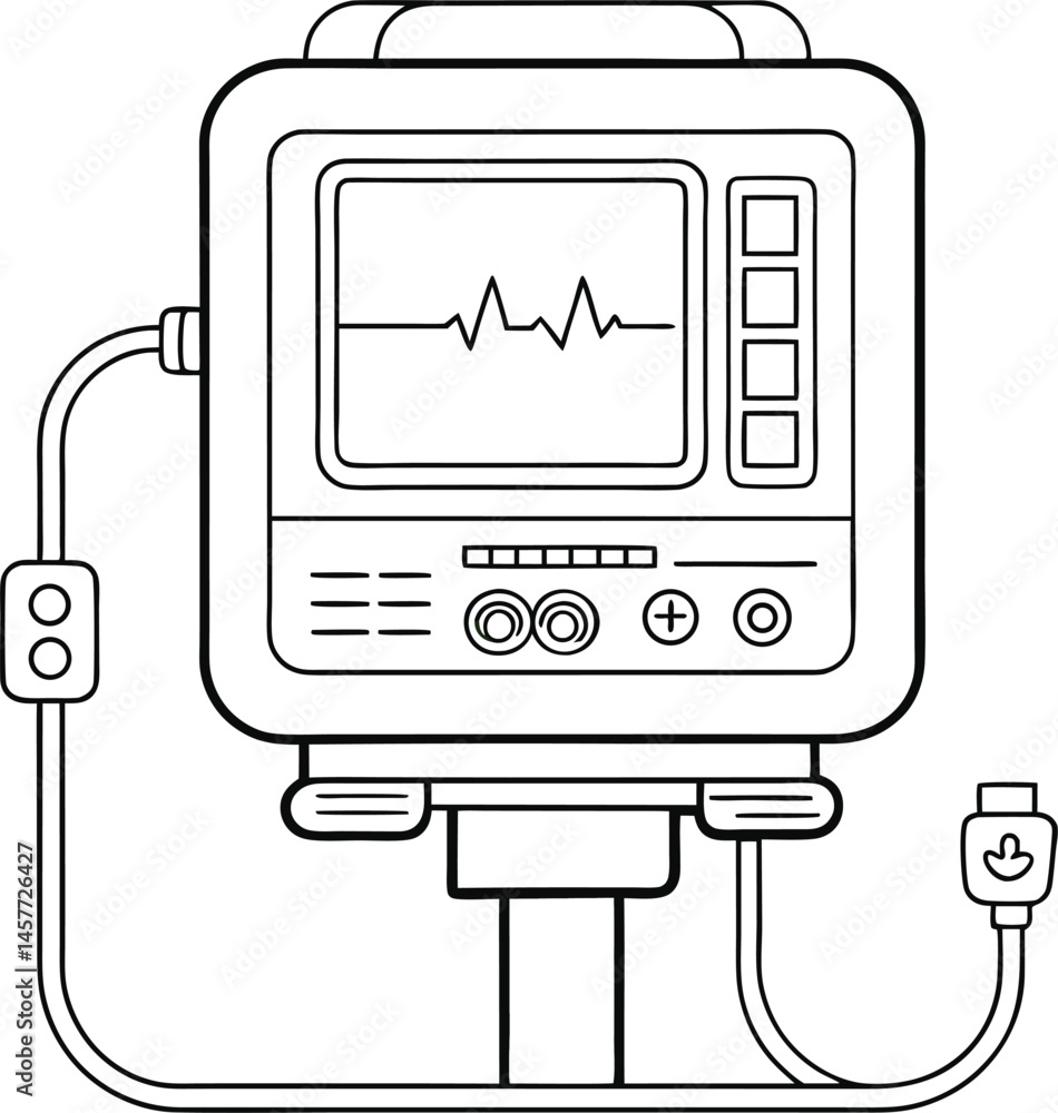 patient monitor screen outline vector illustration on white background patient monitor screen outline vector illustration on white background