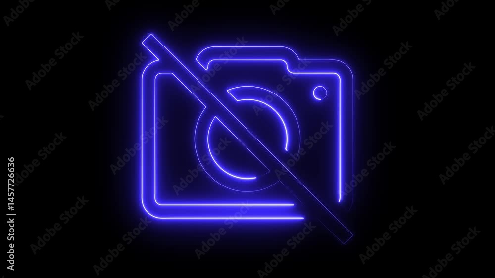 Abstract rendering glowing neon symbol of photo camera animation. Luminous signboard camera motion Abstract rendering glowing neon symbol of photo camera animation. Luminous signboard camera motion