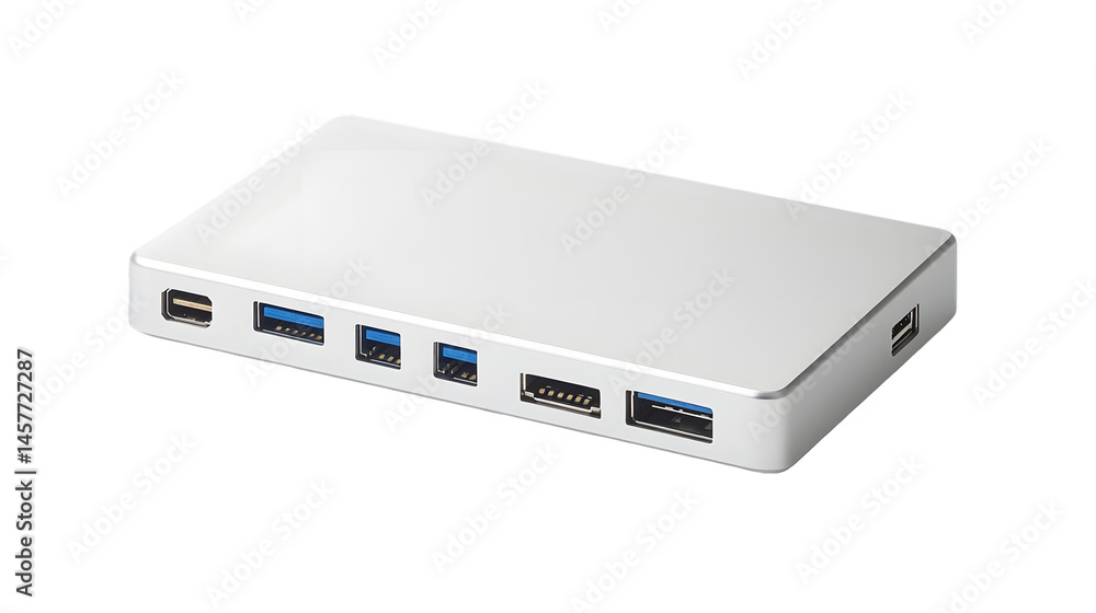 White rectangular device with multiple ports White rectangular device with multiple ports