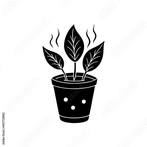 Plant pot with built in air purifier silhouette