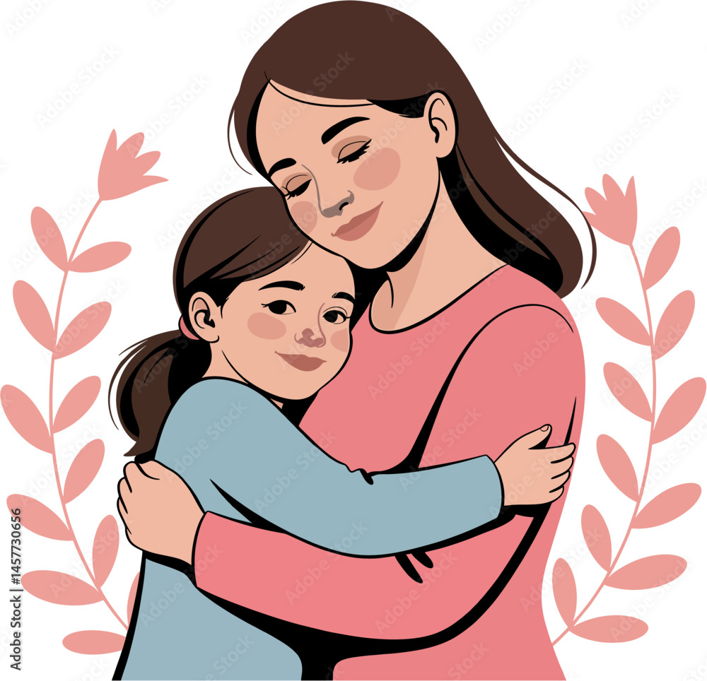 Obraz premium Joyful Moments – Mother and Daughter Smiling Together