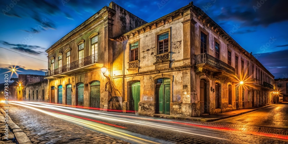 Long Exposure: Historic Town Building at Night - Architectural Photography Long Exposure: Historic Town Building at Night - Architectural Photography