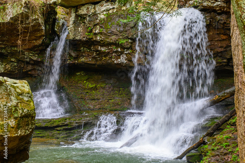 A Waterfall Downstream from Hemlock Falls on Daniel Creek along Gulch Trail in Cloudland Canyon State Park, near Rising Fawn, Georgia.
