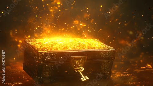 Professional Image of Magical Golden Key Treasure Chest Mystery Fantasy