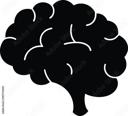 Human brain icon vector, Brain silhouette vector illustration