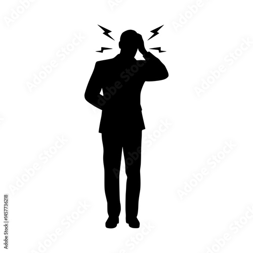Silhouette Businessman Headache - Stress Icon