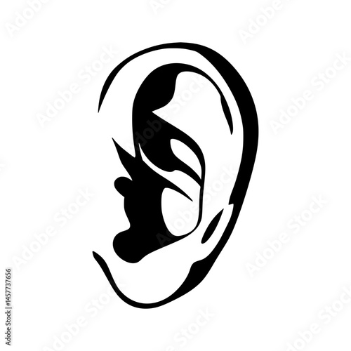 Silhouette Ear Icon - Minimalist Listening Graphic