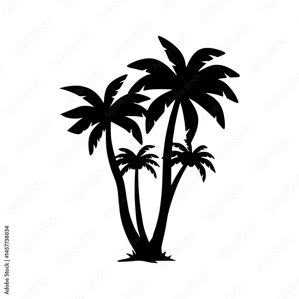 Obraz premium Palm Tree Silhouette Tropical Vector