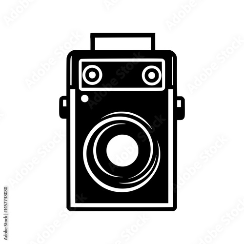 Vintage Camera Icon - Black & White Retro