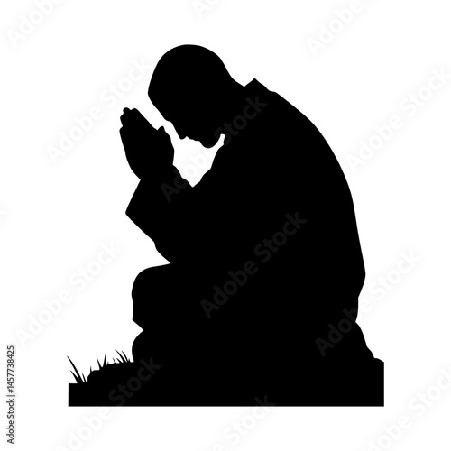 Silhouette of Praying Man - Minimalist Vector