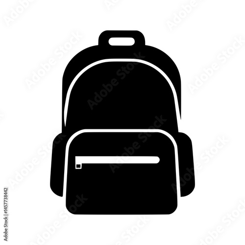 Black Backpack Icon - Simple Outline