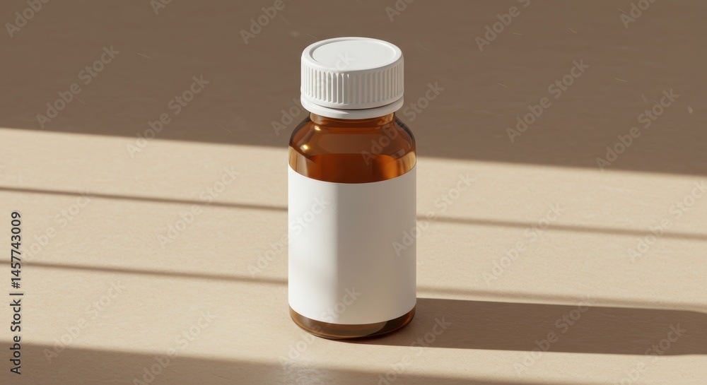 Amber Bottle Mockup with Blank Label Amber Bottle Mockup with Blank Label
