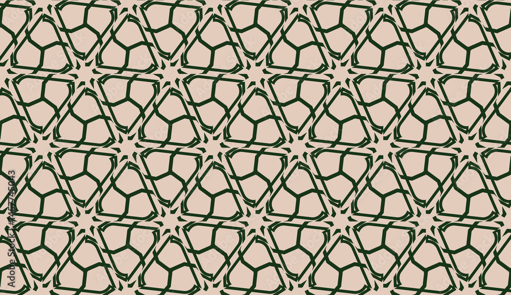 Naklejka premium Design pattern with abstract modern ornament. Triangles style. Vector illustration. Green, brown color. Seamless