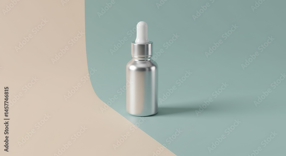 Serum Bottle with Dropper on Beige and Green Backdrop Serum Bottle with Dropper on Beige and Green Backdrop