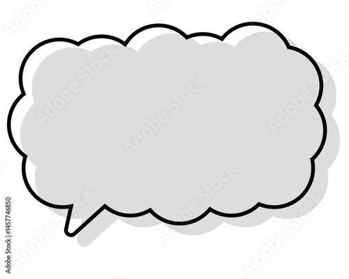 シンプルな線がずれた吹き出し　細長い雲形