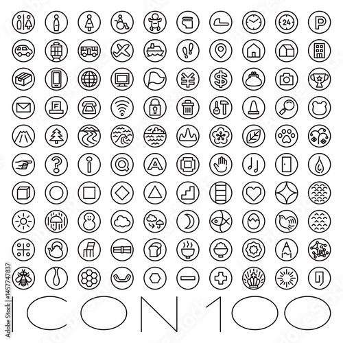 色々なアイコンが100個あります