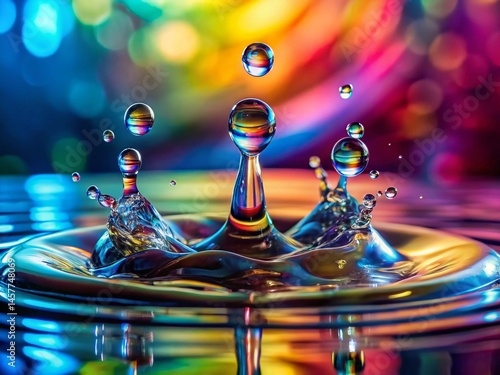 Macro Tilt-Shift Photography: Water Drop Splash with Bubbles - Dynamic Liquid Behavior