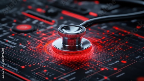 Stethoscope on circuit board healthcare technology
