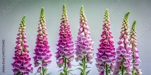 Mauve Foxgloves: Elegant Minimalist Botanical Photography