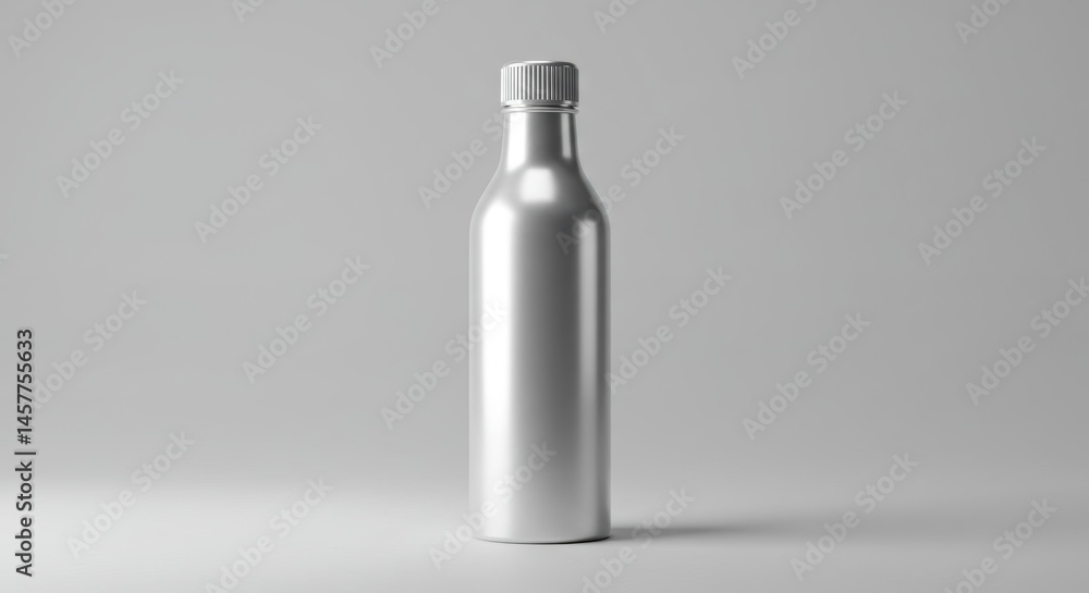Silver Bottle on Grey Background Silver Bottle on Grey Background