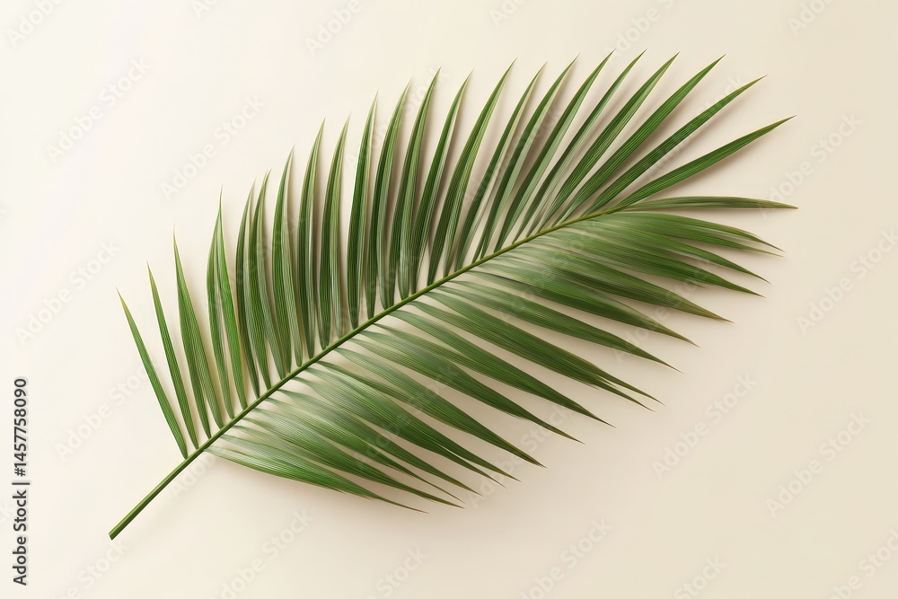 Fototapeta premium Isolated palm frond against a neutral background.