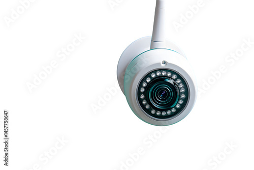Security camera, focused lens