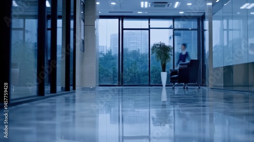 Wallpaper Mural Modern office interior with glass walls and polished floor Torontodigital.ca