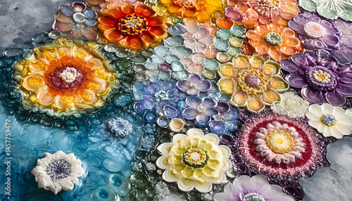 Floral mosaic art display