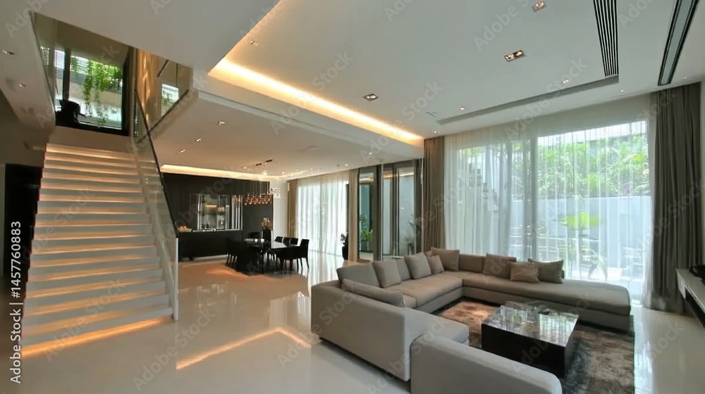 Spacious, modern interior design of a contemporary home. Spacious, modern interior design of a contemporary home.