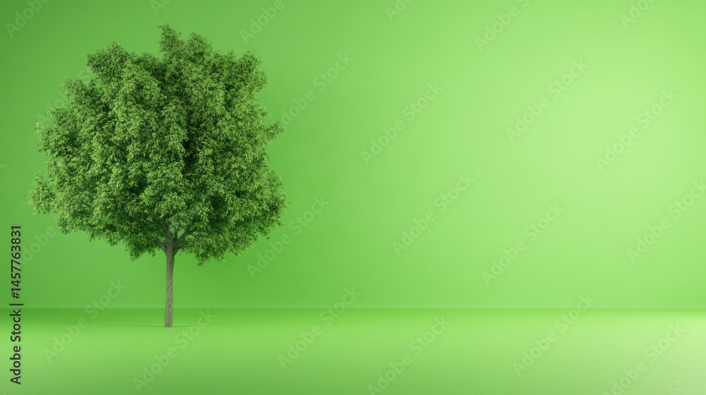 Obraz premium Lush green tree minimalist background nature scene