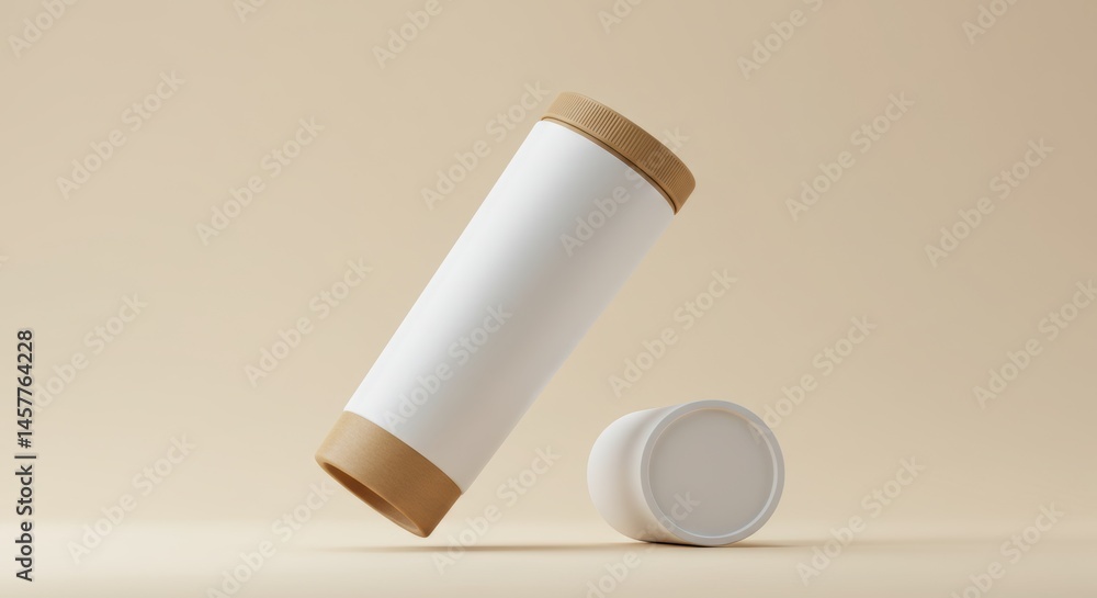 White Tube on Beige Background White Tube on Beige Background