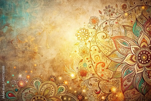 Minimalist Vintage Magical Doodle Art Pattern Background Texture