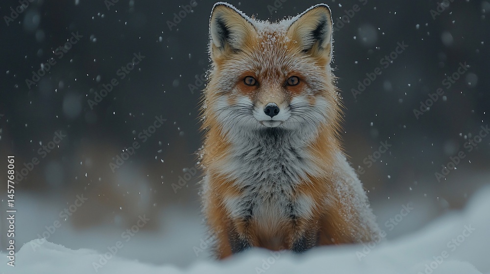 Obraz premium Red fox in snowy forest