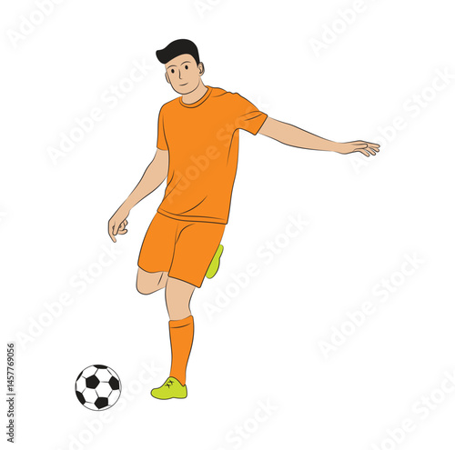 Soccer Player Running to Kick the Ball - Vector Character in Sports Uniform.