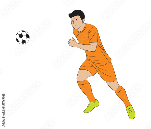 Vector Illustration of a Soccer Player Running to Get the Ball.