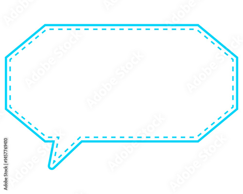 シンプルなカラー線の吹き出し　細長い八角形