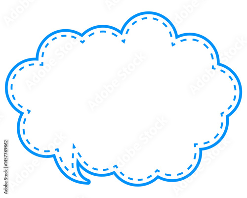 シンプルなカラー線の吹き出し　丸みのある雲形