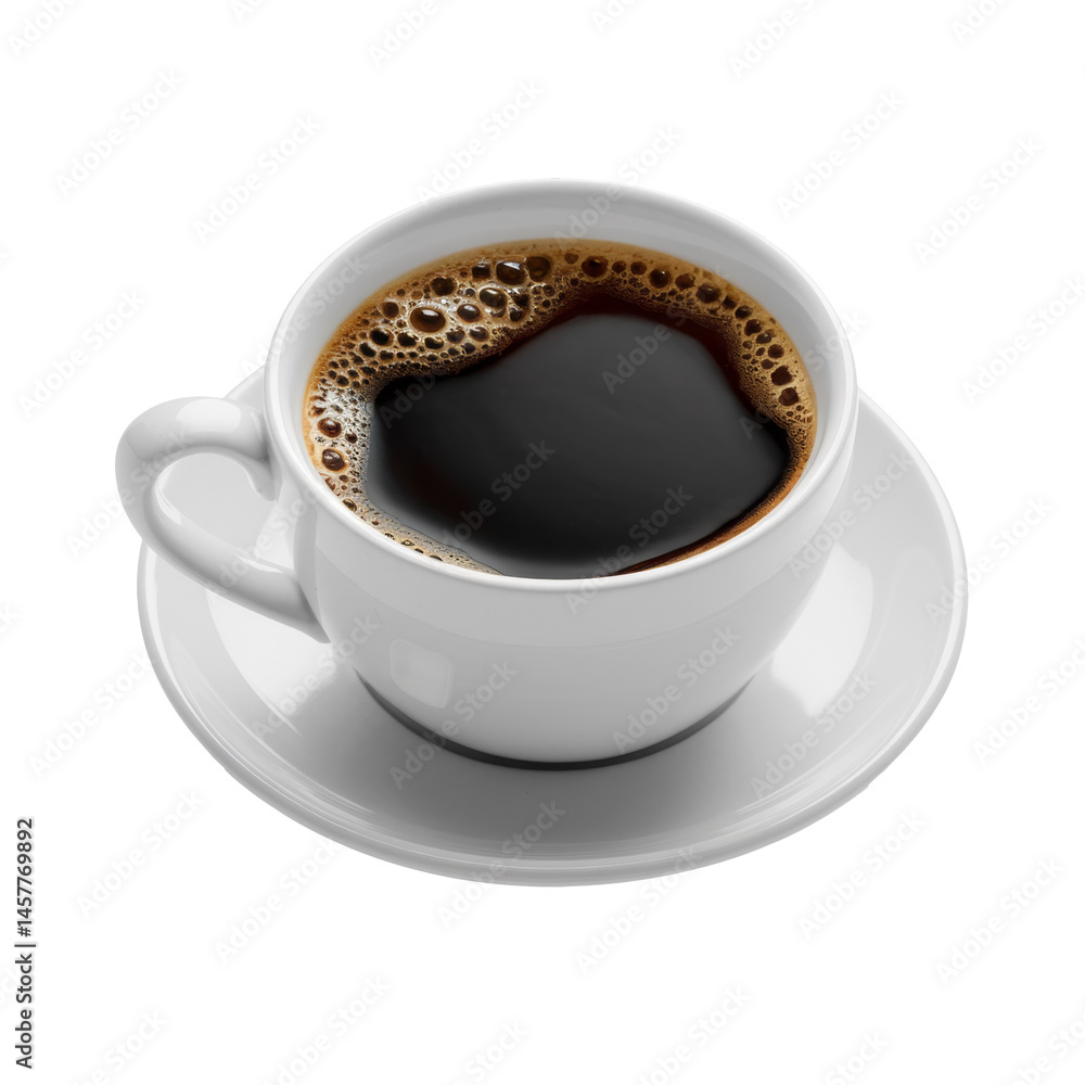 Obraz premium coffee cup: close-up of fresh brewed coffee Isolated on Background