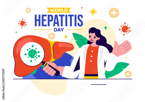 World Hepatitis Day Vector Illustration on July 28 Featuring a Patient, Diseased Liver, Liver Cancer, and Cirrhosis in a Healthcare Theme Background