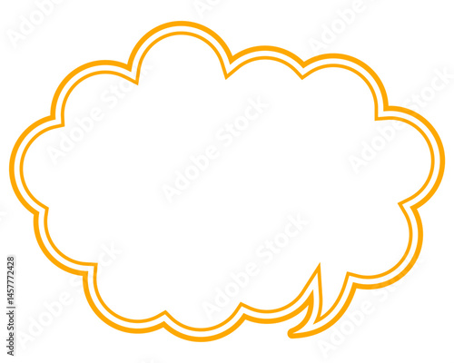 シンプルなカラー線の吹き出し　丸みのある雲形