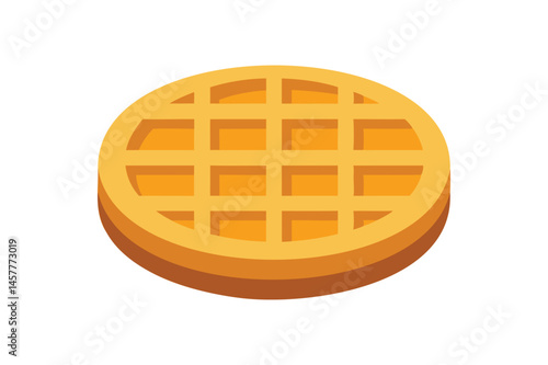 Round waffle breakfast vector on white background
