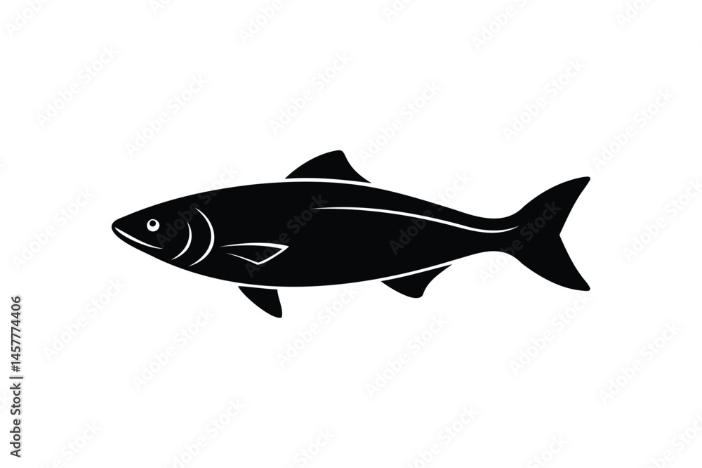 Obraz premium Salmon steak fish icon silhouette on white background