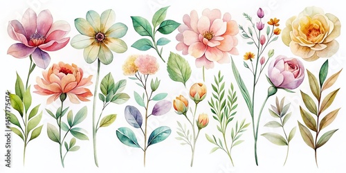 Modern Watercolor Flower Prints: Botanical Art for Nature-Themed Designs