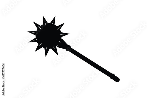 Spiked cudgel icon silhouette on white background