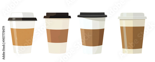coffee cups vector illustration set on white background.