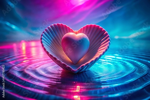 Neon Heart Shell: Surreal Underwater Fashion Photography