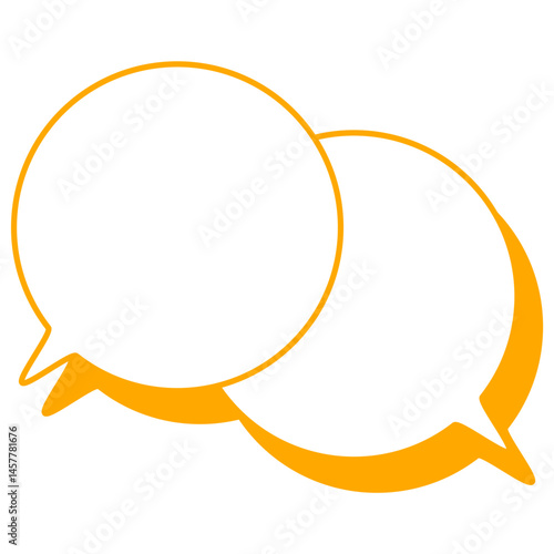 シンプルなカラー線の吹き出し　重なる会話