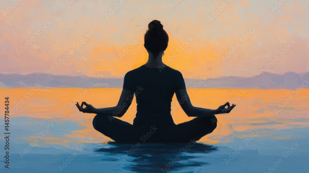 Serene Meditation by Water at Sunrise with Calm Water and Soft Color Palette in a Peaceful Setting Serene Meditation by Water at Sunrise with Calm Water and Soft Color Palette in a Peaceful Setting